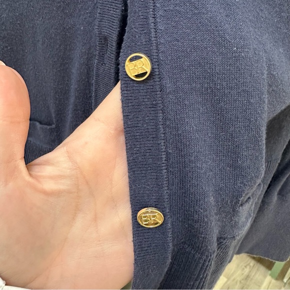 Banana Republic Navy V-neck Cardigan Gold Buttons | Small - Picture 3 of 4